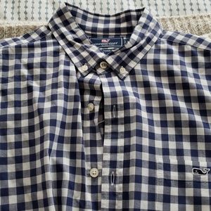 Vineyard Vines Navy Gingham Tucker Shirt